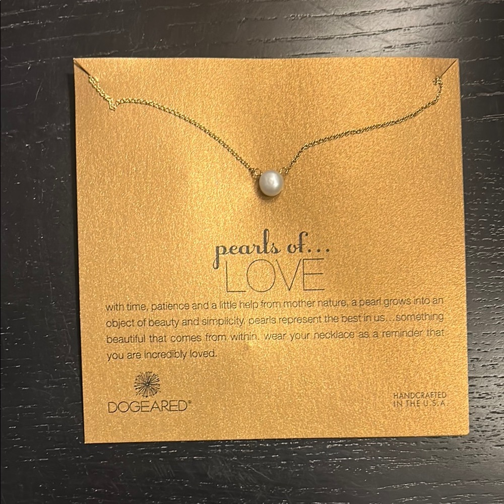 Dogeared Gold and White Pearl Necklace